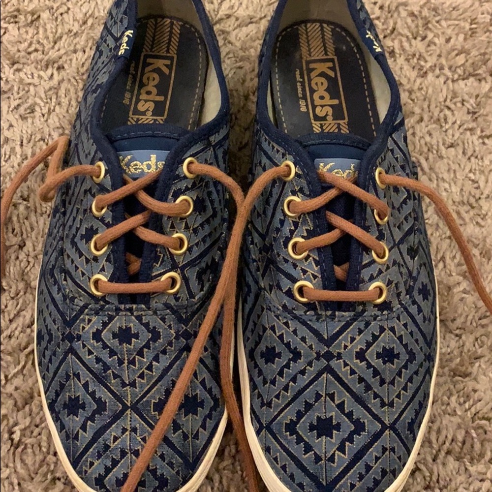 Keds classic blue gold mosaic print sneaker size 7